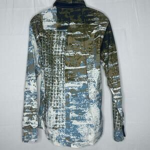 A.Tiziano Mens Button Up Shirt L Abstract Camo Graphic 100% Cotton Streetwear